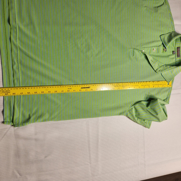 Peter Millar Men's Summer Comfort Polo Green w Blue stripes Sz Med - Picture 3 of 8